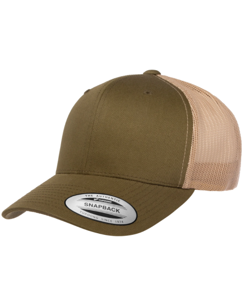 Moss and khaki snapback trucker hat