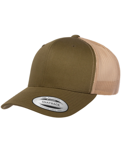 Moss and khaki snapback trucker hat