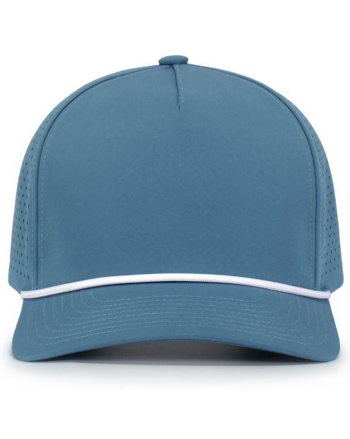 Ocean blue snapback hat with white rope detail